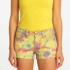 A32 Olivia Yellow Tie Dye Bling Short 29 Rock Revival